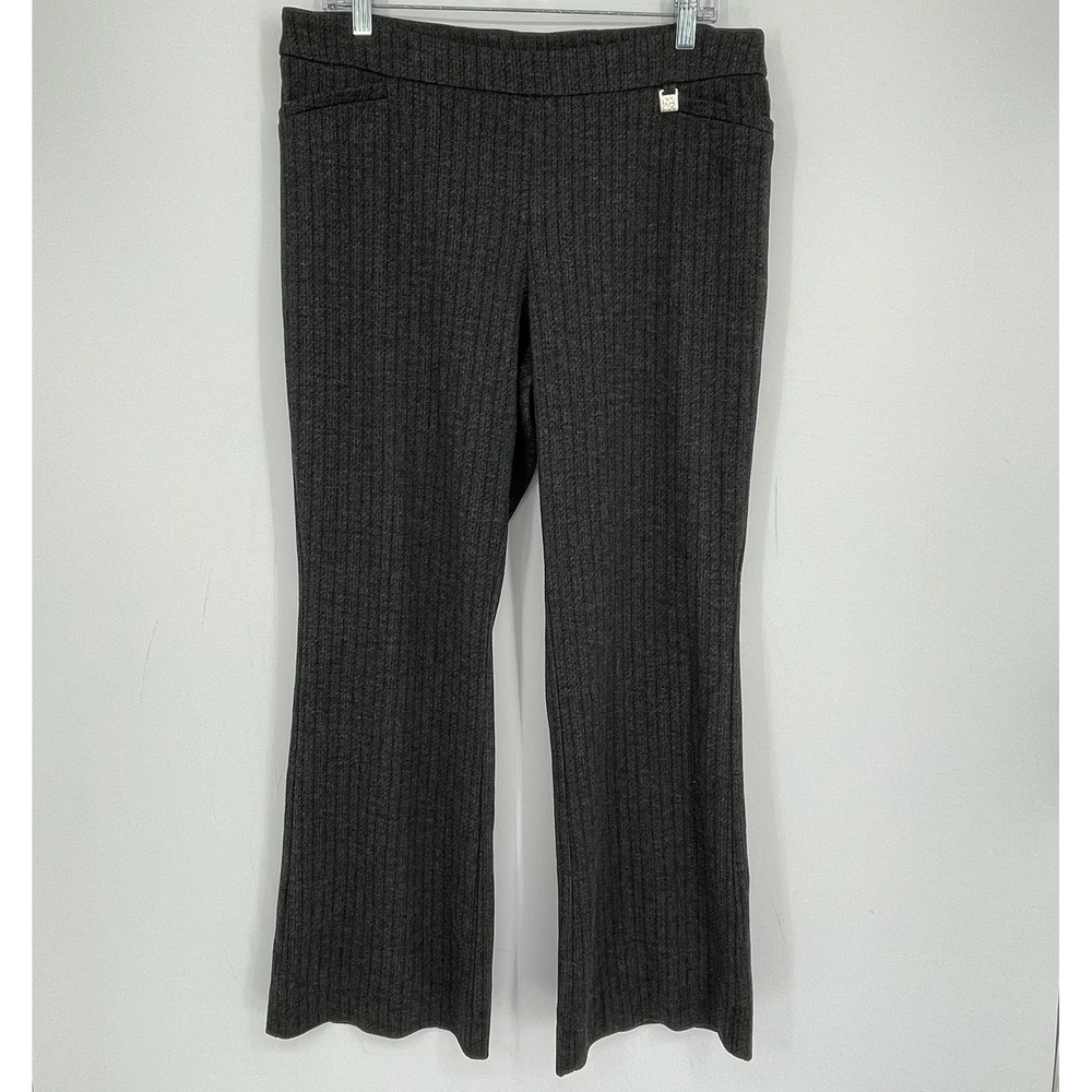 New York & Company Women's Gray Herringbone Pull-On Bootcut Dress Pants Size L